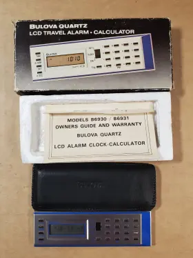 B6930 BULOVA Quartz Lcd Travel Alarm Calculator Box Manual