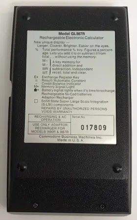 987R COMMODORE Gl Cbm Calculator Line #3