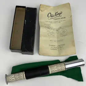 183723 OTIS KING Kings Pocket Calculator Box Cylindrical