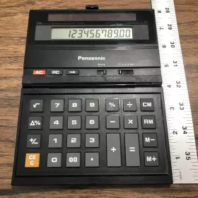 JE-460U PANASONIC Solar Calculator Wood Grain Finish Folding