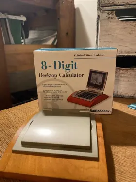 8-DIGIT RADIOSHACK Desktop Calculator Wood Cabinet
