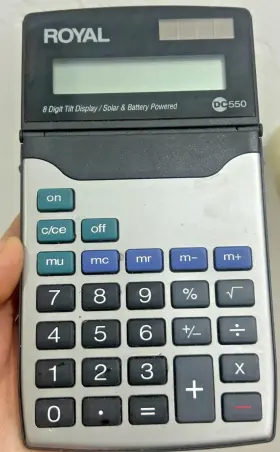 DC550 ROYAL Calculator Digital Tilt Display Solar Battery