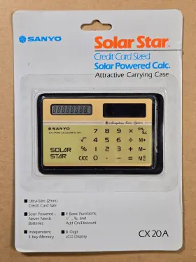 CX20A SANYO Credit Card Solar Star Calculator Nos