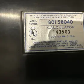 801.58040 SEARS Calculator #2