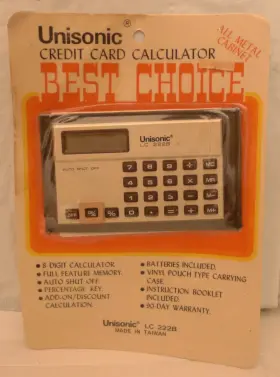 222B UNISONIC Lc Credit Card Pocket Calculator Nos