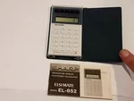 Vintage Sharp Elsi Mate El-852 Solar Calculator W/ Case & Manual. Fixed Price $22.00.