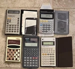 Lot Of 5 Vintage Calculators.canon,radio Shack,qualitron, Gradematic,kitchen Cal. Fixed Price $49.00.