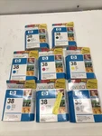 Lot Of 8 -- Oem Hp 38 Cartridges New Sealed Box-- See Description For Colors. Fixed Price $79.99.