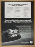 1974 Burroughs C6202 Preprogrammed Calculator Vintage Print Ad. Fixed Price $9.99.