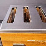 Vtg Mcm Toaster Sears Kenmore Countercraft Chrome Top Wood Grain 4 Slice Works. Fixed Price $28.00.