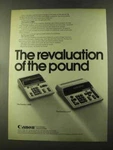 1973 Canon Canola L100s And L121f Calculator Ad. Fixed Price $17.99.