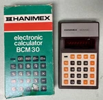 Hanimex Bcm 30 4-funct Led Electronic Calculator, Tested & Works, Box, Mid 1970s. Fixed Price $14.00.