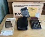 Texas Instruments Ti-55 Calculator W/ Charger, Orig. Box/booklet (tested). Fixed Price $60.00.